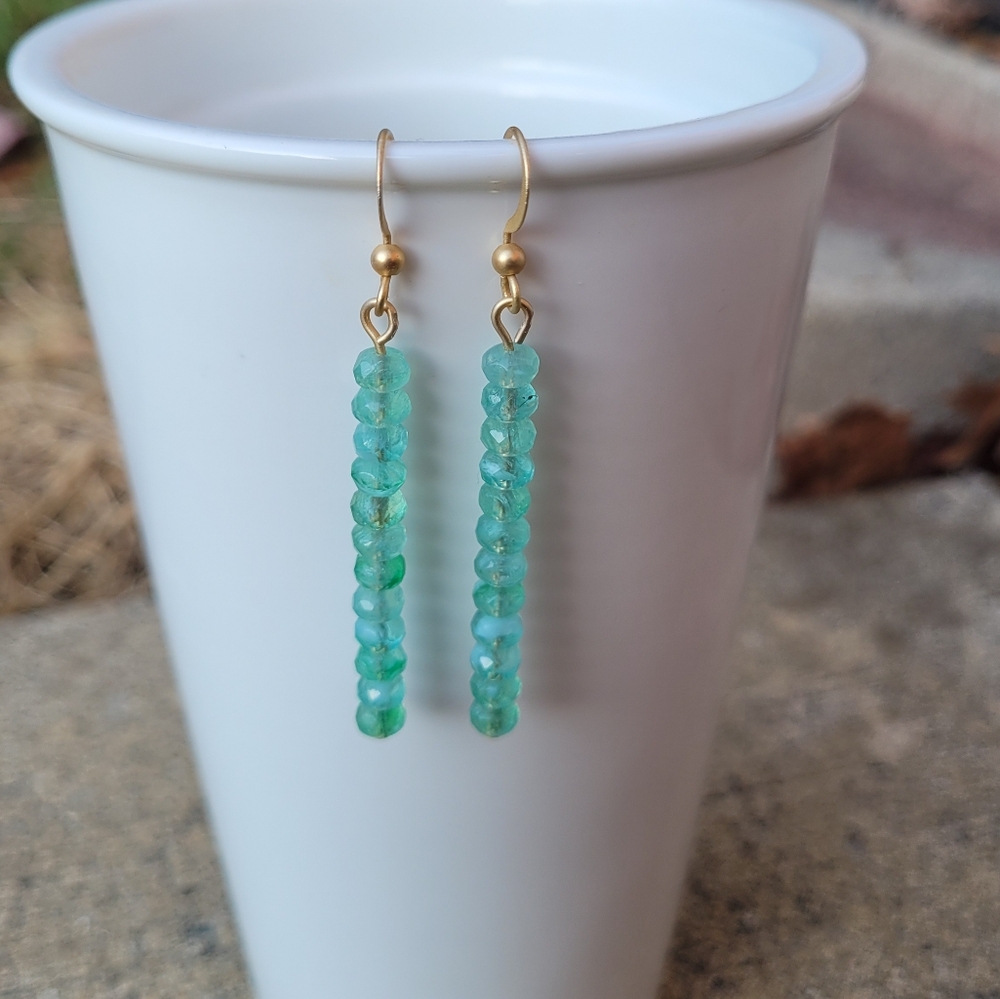 Handmade Linear Ocean Blue Earrings NWOT